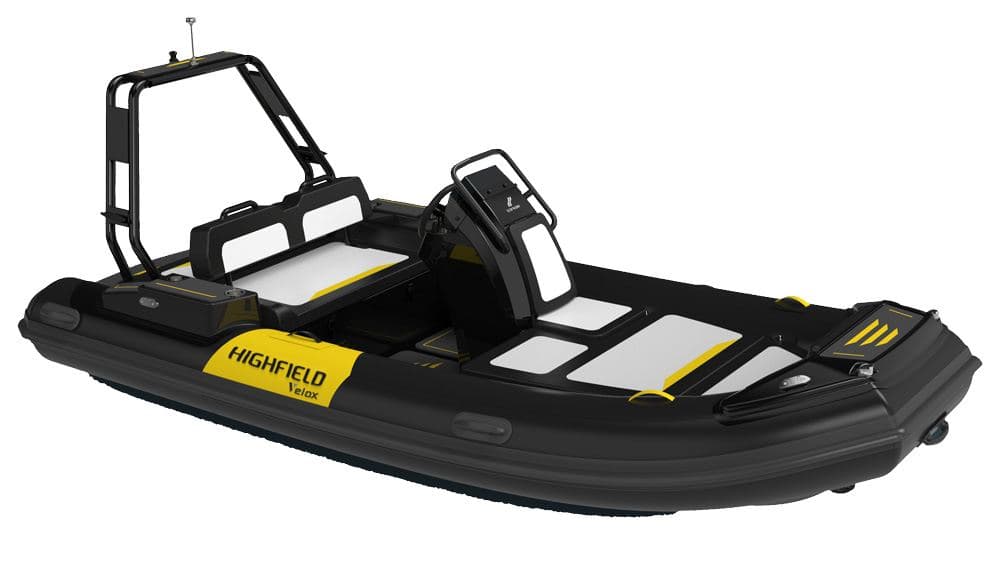 A Highfield Velox jet RIB, studio view